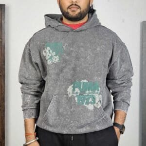 Puma Hooded Neck Printed Grey & Green Hoodie for Men