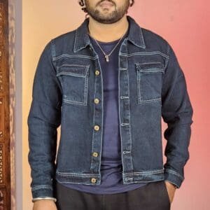 Roadster Casual Spread Collar Solid Blue Denim Jacket for Men