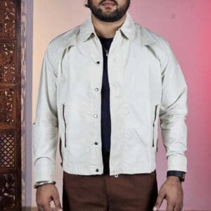 Forca Casual Spread Collar Solid Beige Denim Jacket for Men