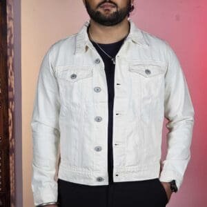 U.S. Polo Assn. Denim Co. Casual Spread Collar Solid Cream Denim Jacket for Men