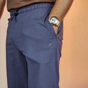 BOLDFIT Casual Mid Rise Regular Fit Solid Blue Track Pant for Men