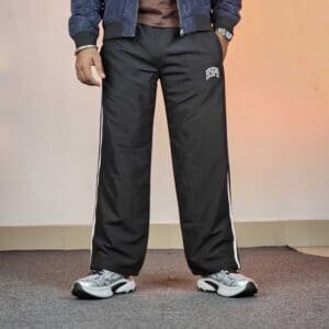 HYPD Urban Sports Relaxed Fit Mid Rise Side Stripes Black Track Pant for Men