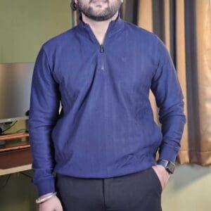 Allen Solly Mock Neck Zig-Zag Navy Blue Sweatshirt for Men