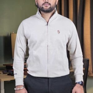 U.S. Polo Assn. Denim Co. Mock Neck Embroidered Beige Sweatshirt for Men