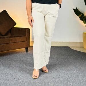 Chemistry Straight Fit Wide Leg Trousers For Women