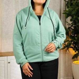 Mast & Harbour Solid Hooded Sweatshirt For Women