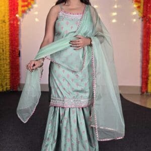 House of Pataudi Printed Kurti Sharara With Dupatta For Women