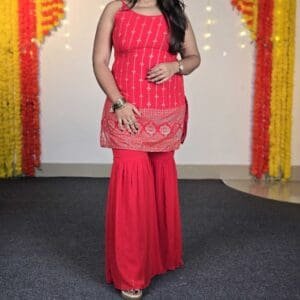 MABISH by Sonal Jain Ethnic Motifs Printed Kurti With Sharara For Women