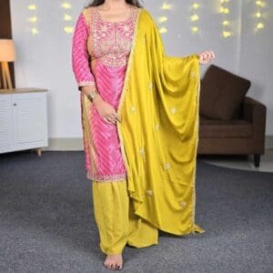 Libas Printed Chinon Straight Suit Set With Dupatta For Women