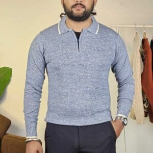 Roadster The Life Co. Grindle Effect Shirt Collar Pullover For Men