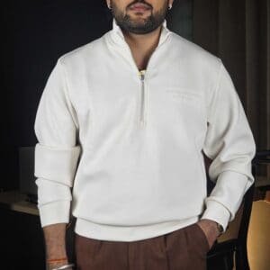 Red Tape Mock Collar Pullover Sweatshirt For Men