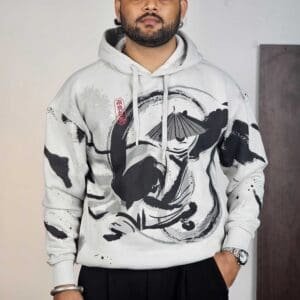 The Souled Store Hooded Neck Printed Grey Hoodie for Men