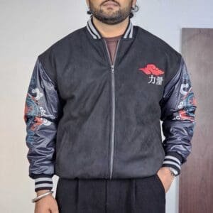 The Souled Store Sports Mock Collar Black Bomber Jacket for Men