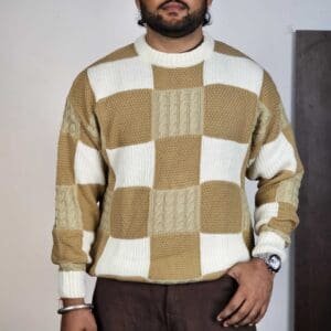 The Souled Store Round Neck Colourblocked Snowdrift Pullover for Men