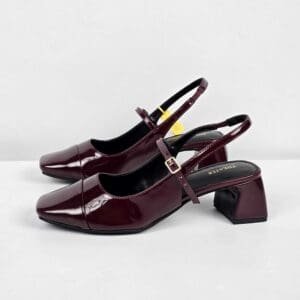 Theater Twiggy Piggies Cherry Red Mary Jane Block Heels Sandals For Women