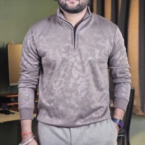 Unicus Apparel Mock Neck Printed Coffee Brown Sweatshirt for Men