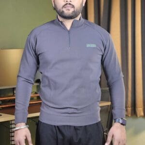 Technosport Mock Neck Solid Grey Sweatshirt for Men