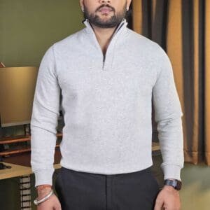 Blackberrys Mock Neck Solid Grey Sweatshirt for Men