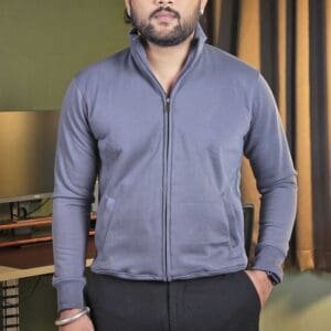 Mischief Monkey Mock Neck Solid Charcoal Sweatshirt for Men