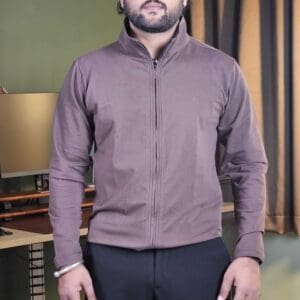 Wod Armour Mock Neck Solid Dark Brown Sweatshirt for Men