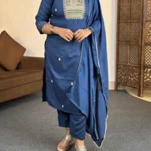 VredeVogel Embroidered Kurta, Churidar & Dupatta Set For Women