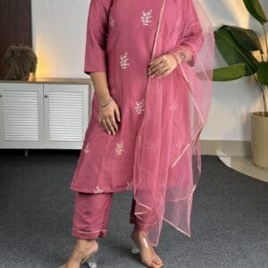 Amazon Brand - Myx Embroidered Kurta Pant Set with Dupatta For Women