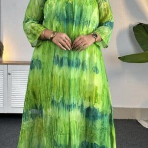 EthnicJunction Georgette Tie & Dye A-Line Flared Kurta Pant Set For Women