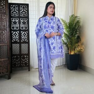 House of Pataudi Printed Kurta Trousers & Dupatta For Women