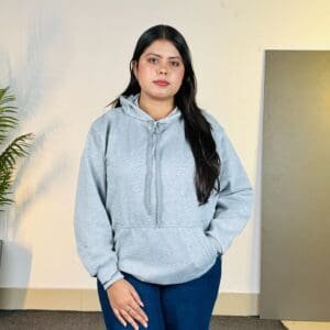 Mack Jonney Hooded Neck Solid Grey Hoodie for Women