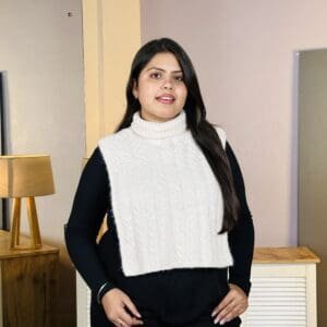 ONLY High Neck Knitted Beige Sweater Vest for Women