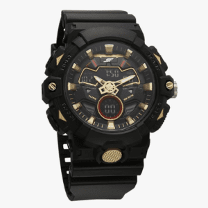SF Analog Digital Black Dial PU Strap Watch for Men