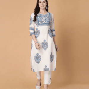 God Bless Floral Print Pure Cotton Straight Kurta For Women