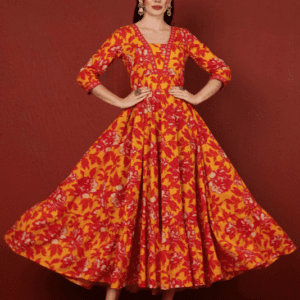 Sa Rasa Printed Pure Cotton Anarkali Kurta For Women