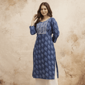 Surhi Embroidered Cotton Blend Straight Kurta For Women