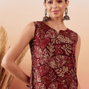 InWeave Floral Print Notch Neck Top For Women