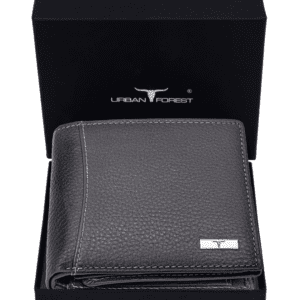 URBAN FOREST Everyday Carry Textured Grey Leather Wallet for Men