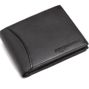 Amazon Basics Everyday Carry Grain Leather Solid Black Wallet for Men