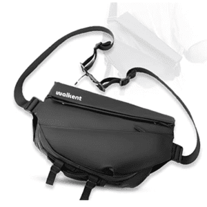 Walkent Everyday Carry Solid Black Leather Crossbody/Sling Bag for Men