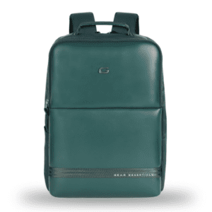 Gear Casual Solid Green Faux Leather 20L Water Resistant Backpack