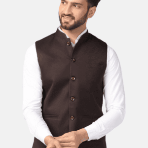 TAHVO Ethinic Mandarin Collar Solid Dark Purple Nehru Jacket for Men