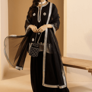 Inddus Floral Embroidered Kurti with Sharara & With Dupatta For Women