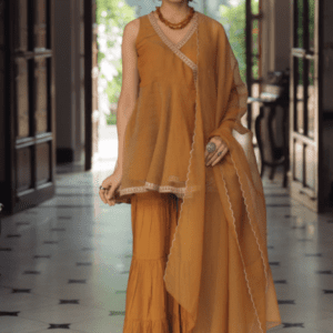 anayna Embroidered Angrakha Kurta with Sharara & With Dupatta