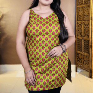 KALINI Floral Printed V-Neck Pure Kurti For Women