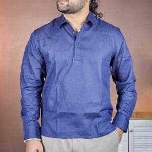 glitchez Polo Collar Solid Pure Cotton Casual Shirt For Men