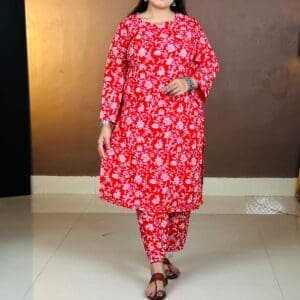 KAUTHAMEE Floral Printed Regular Kurta with Palazzos For Women