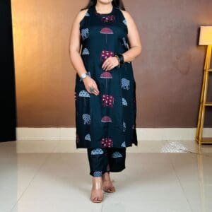 fusion by glitchez Printed Regular Kurta with Palazzos For Women