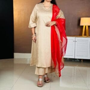 Aaghnya Embroidered Regular Sequinned Kurta Set For Women