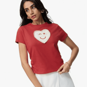 The Souled Store S.W.Smiley: Heart Wink Streetwear T-Shirt For Women