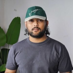 Wrogn Green & Off White Embroidered Cotton Cap for Men