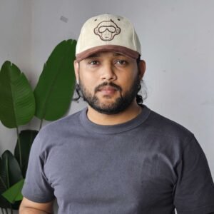 Urban Monkey Embroidered Beige & Brown Cotton Cap for Men